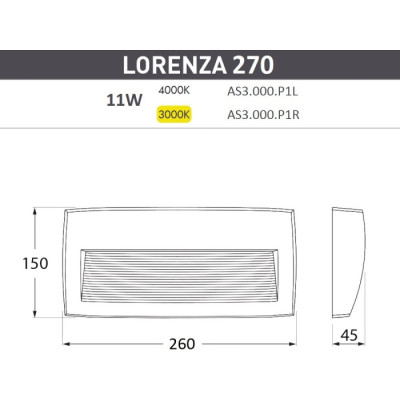 Подсветка для лестниц и ступеней Lorenza AS3.000.000.BXP1L